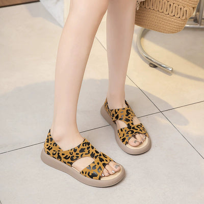 Women Summer Top Leather Casual Cut Out Open Toe Sandals