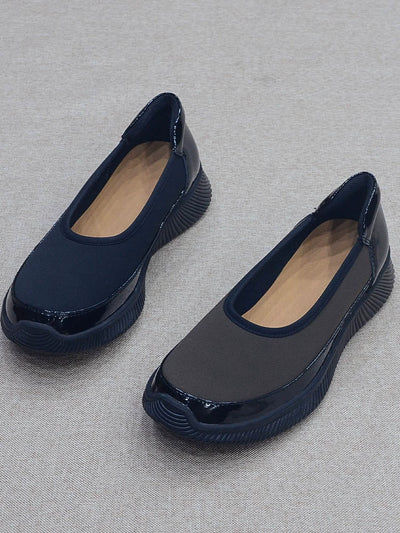 Women Casual Leather Cotton Patchwork Soft Slip-On Shoes