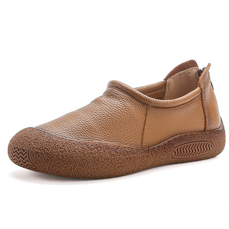 Top Genuine Leather Casual Soft Sole Round Toe Flats Shoes