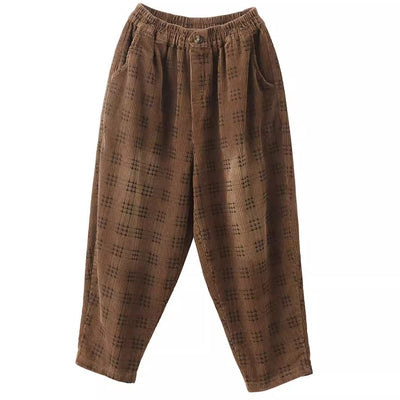 Women Vintage Loose Washed Corduroy Harem Pants