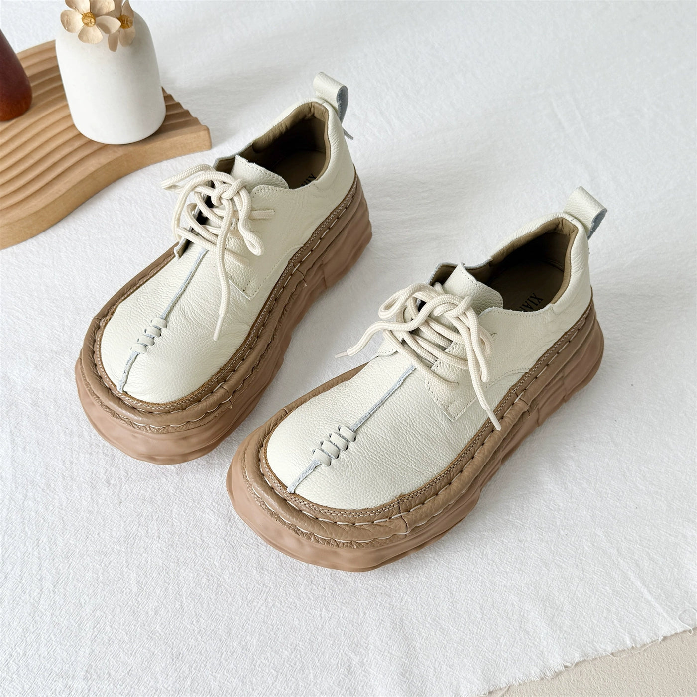 Women Retro Leather Patchwork Platform Casual Boots