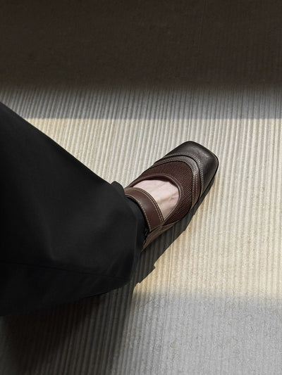 Women Vintage Sheepskin Leather Patchwork One Straped Shoes