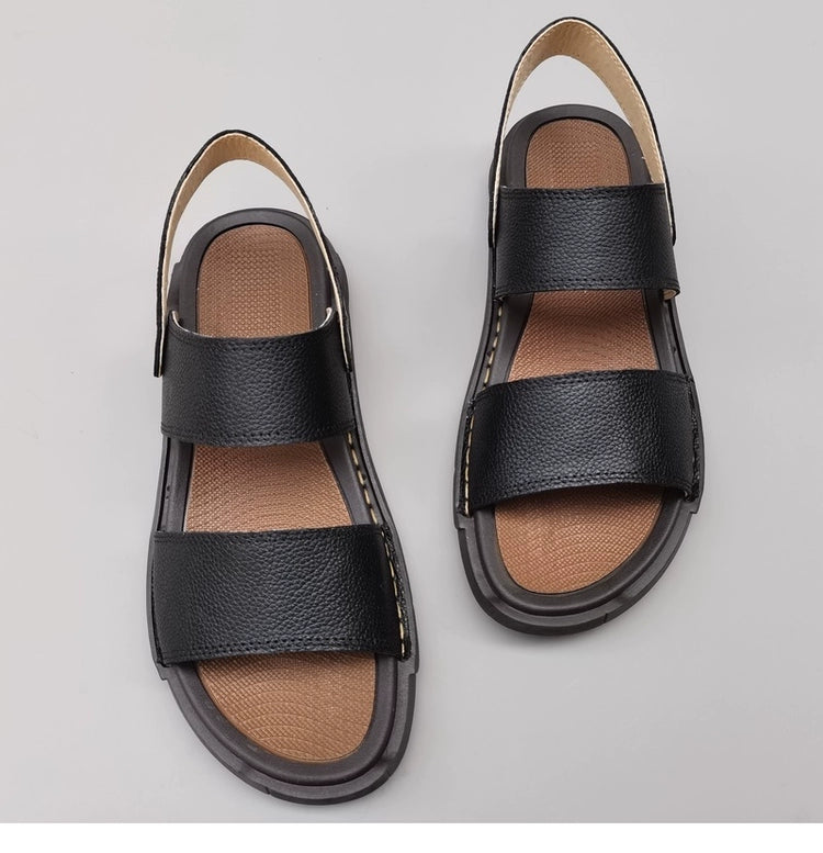 Babakud Genuine Leather Open Toe Plus Size Sandals