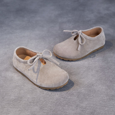 Women Lace Up Genuine Leather Suede Moccasins Casual Shoes