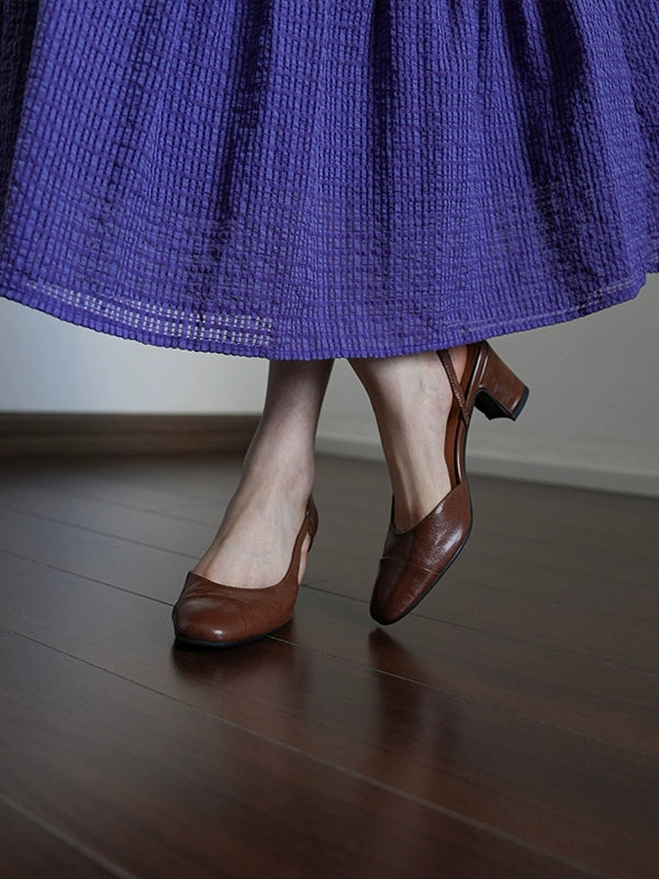 Elegant Sheepskin Leather Shallow Versatile Chunky Shoes