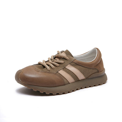 Babakud Women Retro Comfortable Leather Lace-Up Shoes