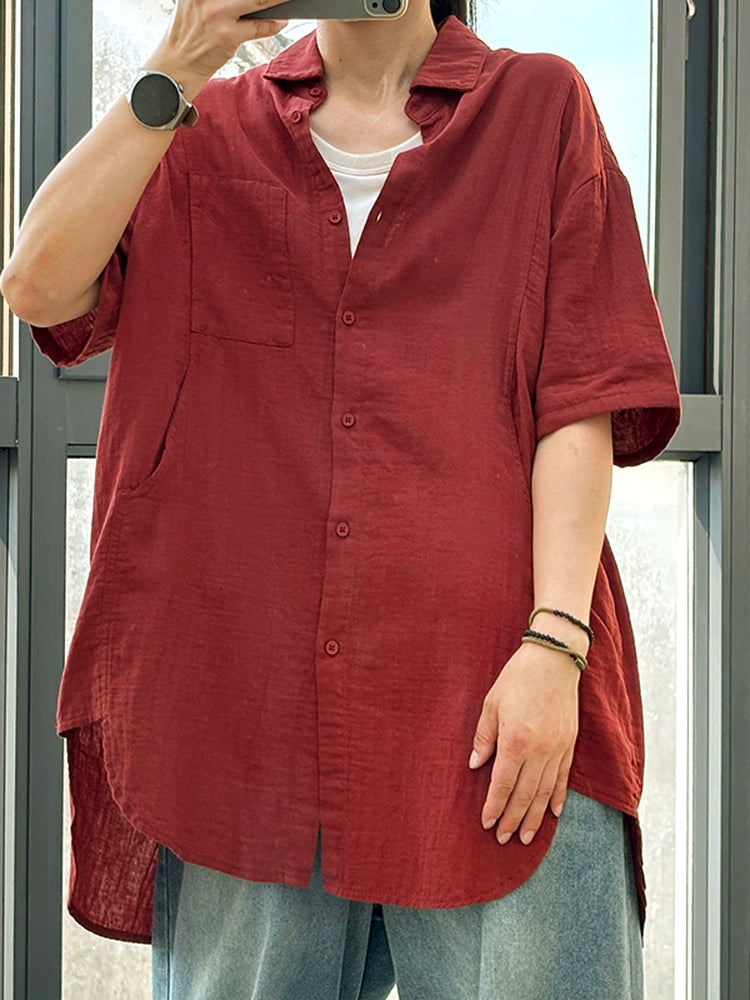 Summer Vintage Cotton Casual Short Sleeves Shirt