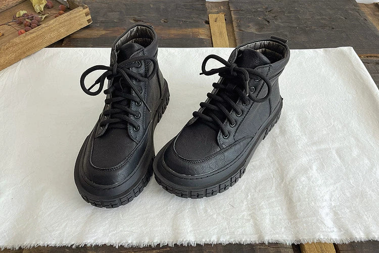 Babakud Women Vintage PU Casual Autumn Ankle Boots