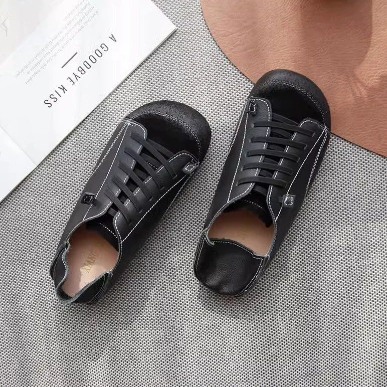 Retro Casual Genuine Leather Patchwork Sueded Slip On Shoes