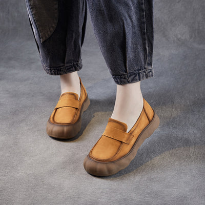Retro Leather Casual Soft Sole Slip-On Versatile Loafer Shoes