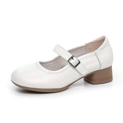 Women Genuine Leather Summer Chunky One Straped Sandals