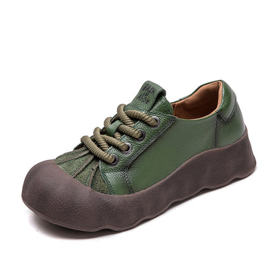 Women Retro Lightweight Lace-Up Suede Patchwork Casual Shoes