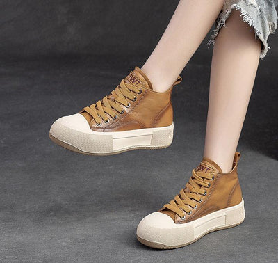 Women Casual Stylish High- Top Leather Casual Shoes