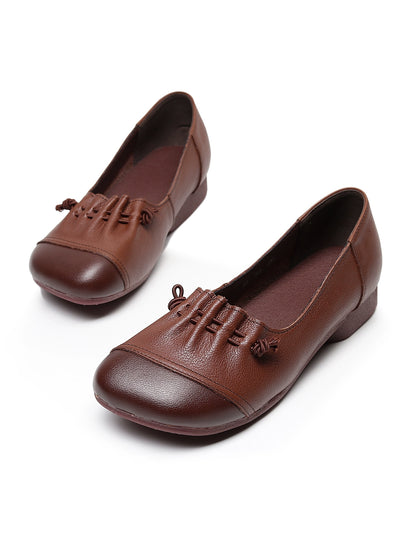 Babakud Women Spring Ethnic Style Handmade Genuine Leather Flat Shoes