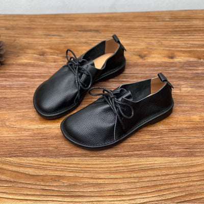 Ladies Comfortable Retro Lace-Up Soft Sole Leather Casual Shoes