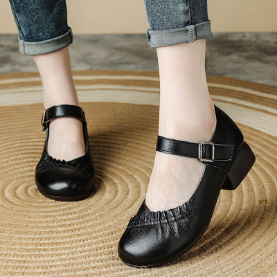 Babakud Retro Leather Soft Sole Round Closed Toe Sandals
