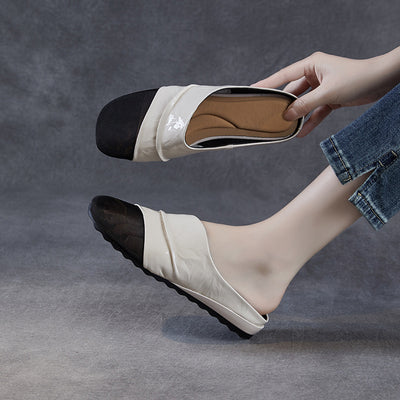 Women Summer Vintage Closed Toe Sheer Mesh Panel Slippers