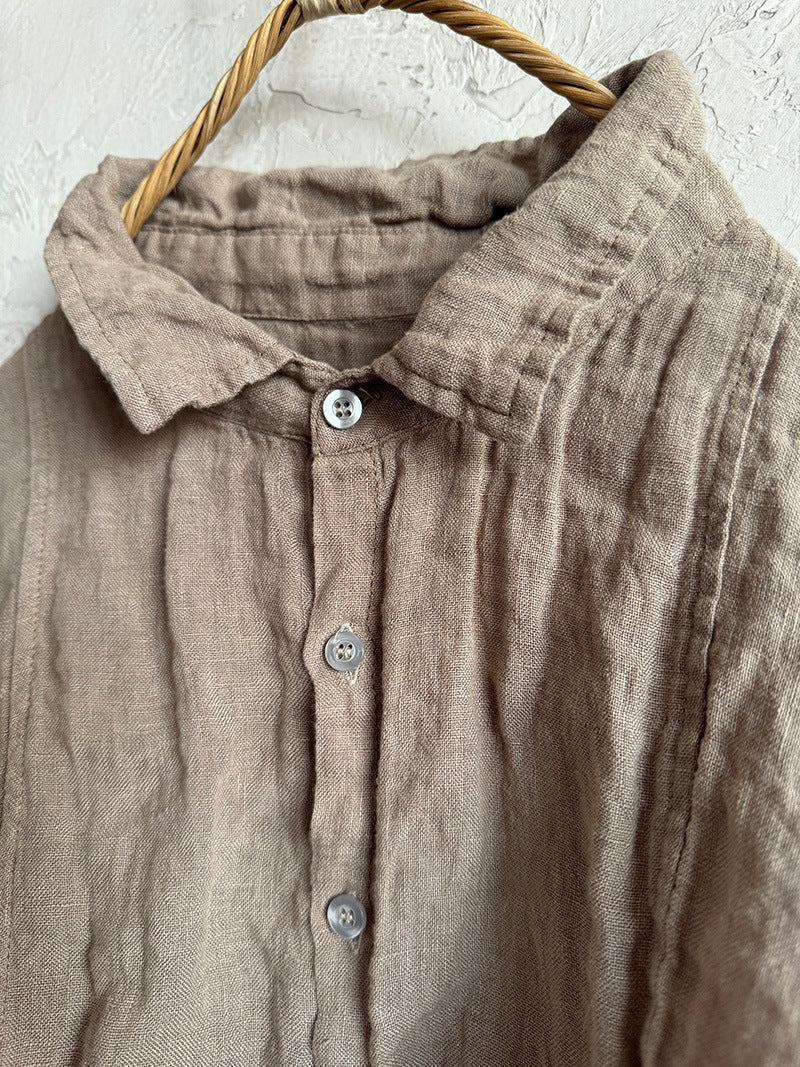 Women Solid Color Soft Comfy Loose Linen Shirt