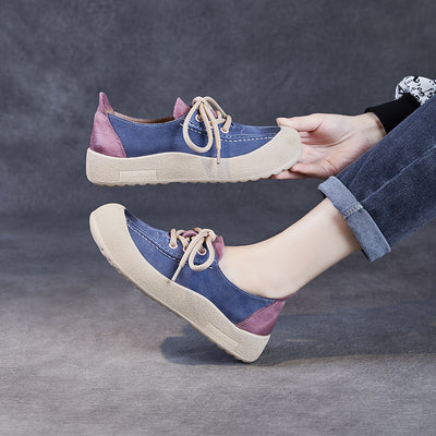 Stylish Soft Sole Color Block Lace-Up Casual Shoes for Women