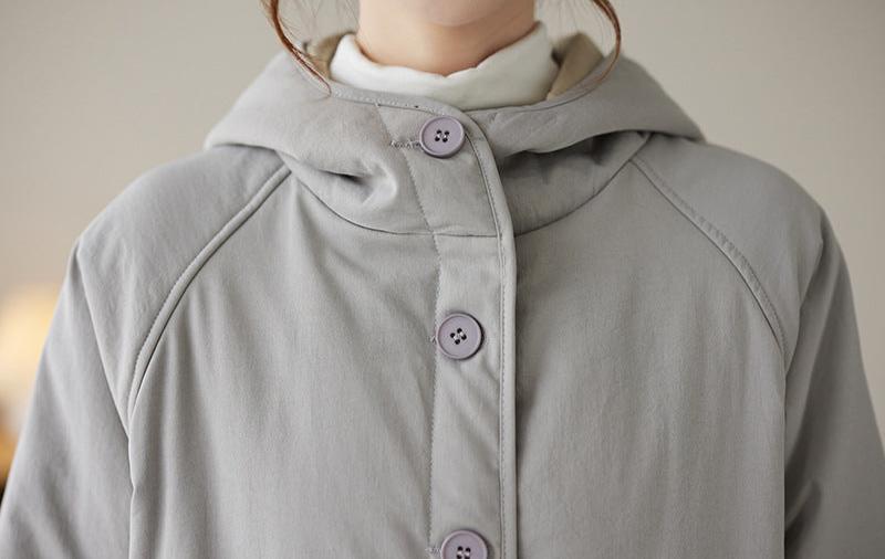Women Gray Quilted Hooded Warm Padded Jacket