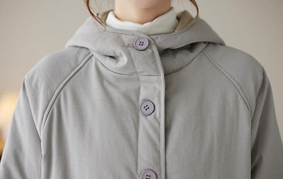 Women Gray Quilted Hooded Warm Padded Jacket