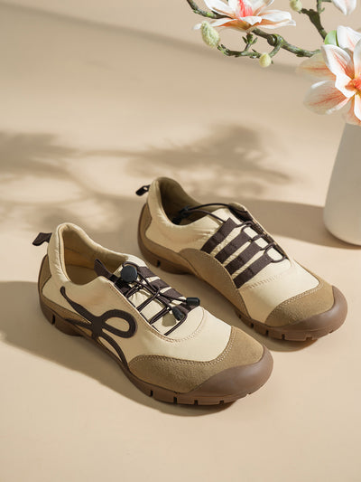 Autumn Retro Casual Leather Patchwork Flat Sole Sports Shoes