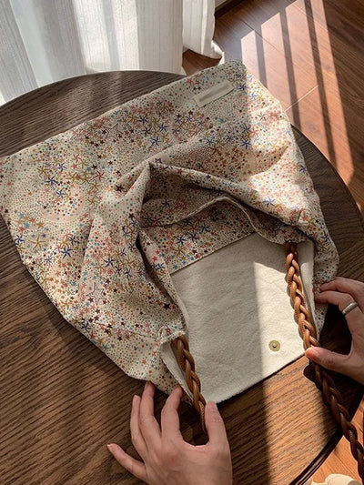 Retro Stars Cotton Casual Versatile Tote Bag