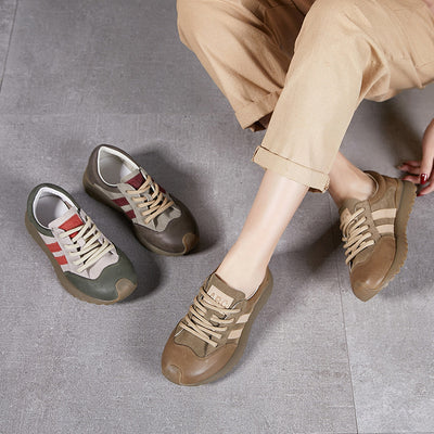 Babakud Women Retro Comfortable Leather Lace-Up Shoes