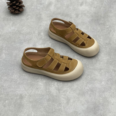 Casual Hollow Breathable Soft Leather Sandals for Women