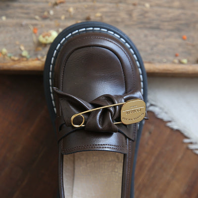 Babakud Women Spring Vintage Forest-Style Chunky Shoes with Bow