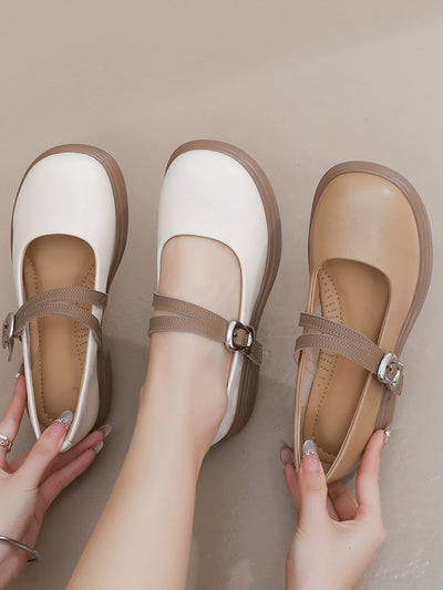 Babakud Sheepskin Leather Plus Size Shallow Single-Strap Sandals