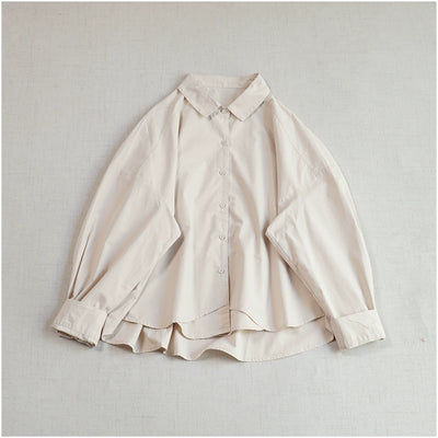 Retro Cotton Casual Solid Color Loose Versatlie Shirt