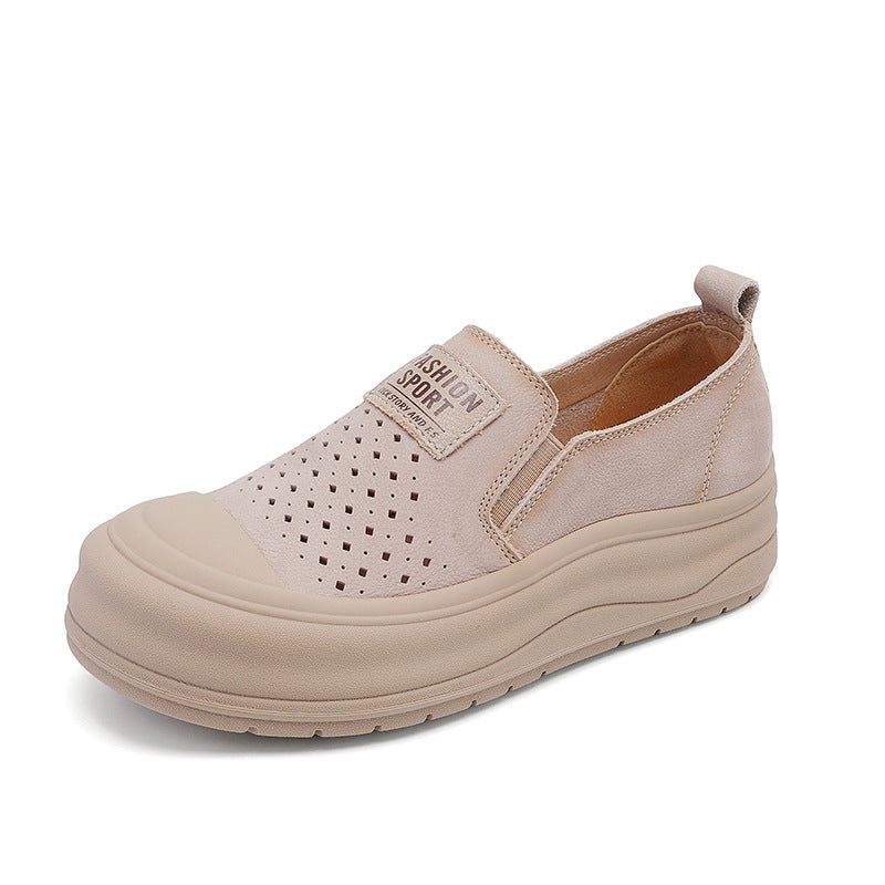 Women Casual Breathable Platform Colorblock Slip-On Shoes