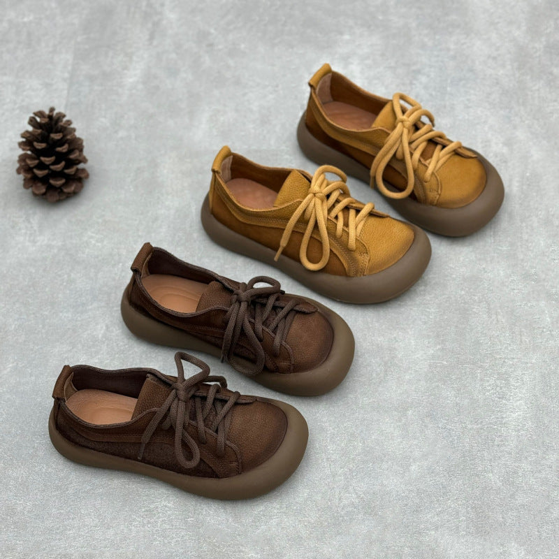 Comfortable Retro Lace-Up Round Toe Casual Shoes for Women