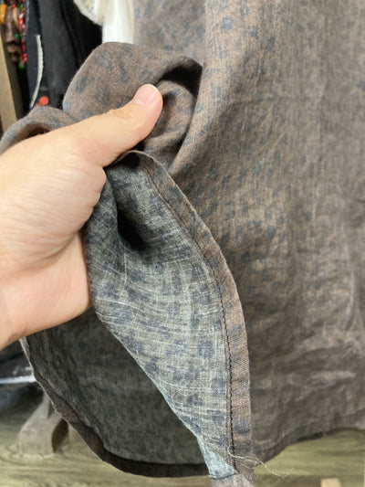 Summer Retro Ramie Patchwork Round Neck Sleeveless Dress