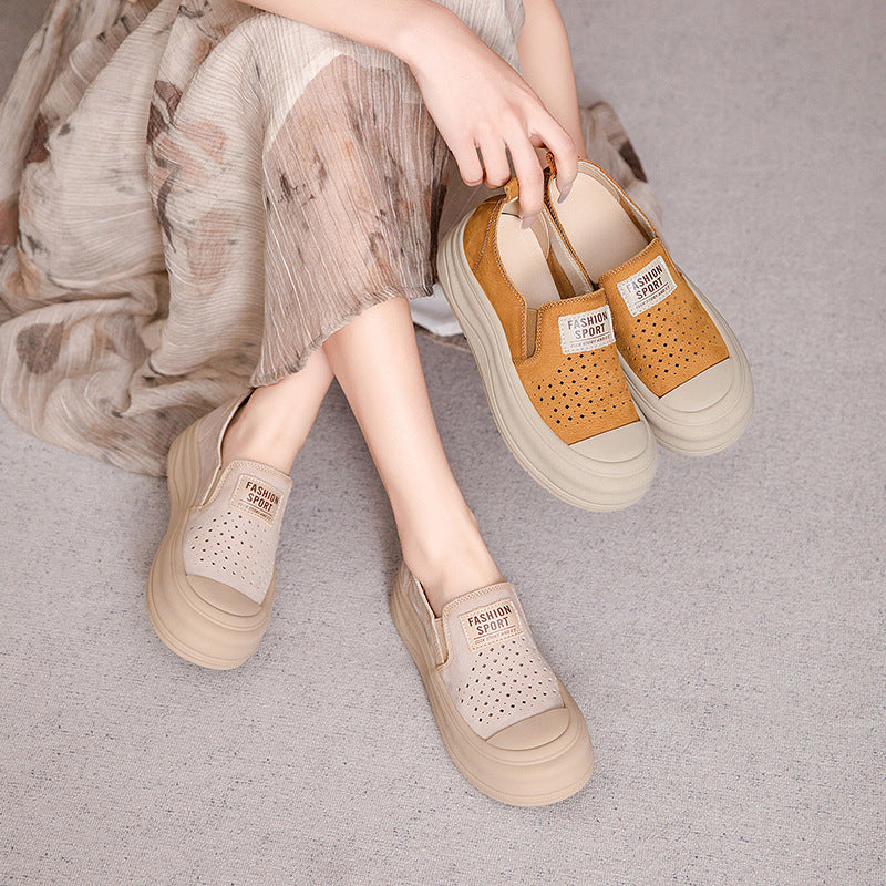 Women Casual Breathable Platform Colorblock Slip-On Shoes