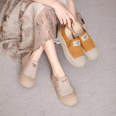 Women Casual Breathable Platform Colorblock Slip-On Shoes