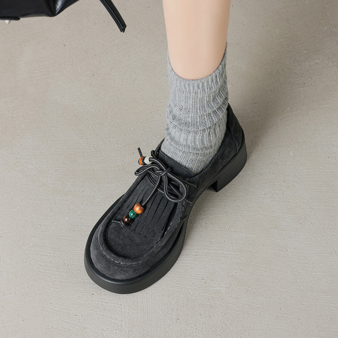 Women Casual Genuine Leather Lace-Up Loafer Flat Shoes