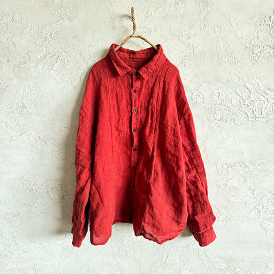 Women Solid Color Soft Comfy Loose Linen Shirt