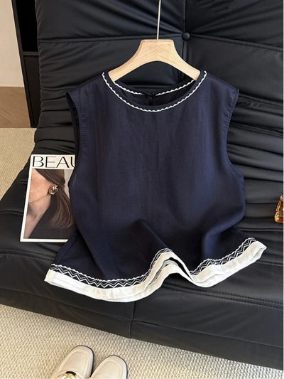 Babakud Versatile Linen Embroidered Sleeveless Tops