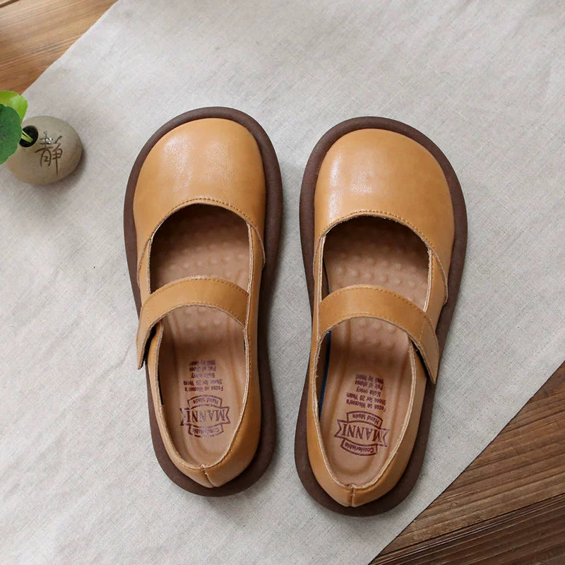 Babakud Women Casual Retro Wide Round Toe Velcro Sandals