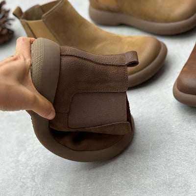 Babakud Women Vintage Minimalist Genuine Leather Chelsea Boots