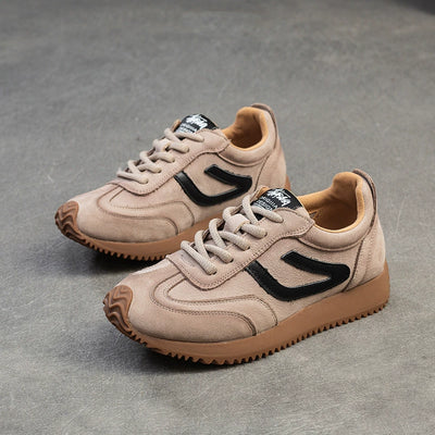 Genuine Leather Casual Sports Patchwork Soft Sole Sneakers