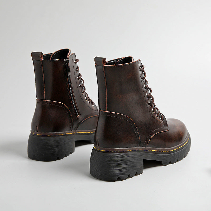Ladies Vintage Fashion Lace-Up Thick Soled Martin Boots