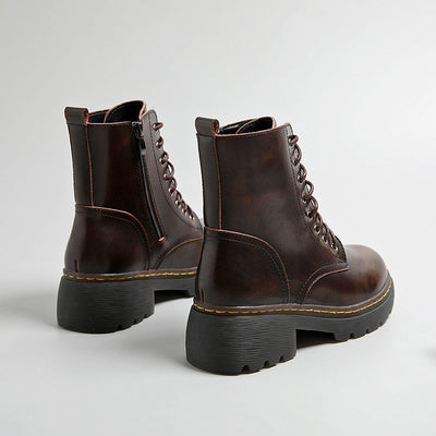 Ladies Vintage Fashion Lace-Up Thick Soled Martin Boots