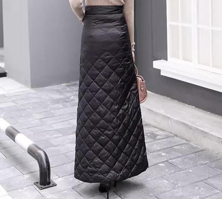 Thickened Warmth Quilted Button Down Pencil Skirts