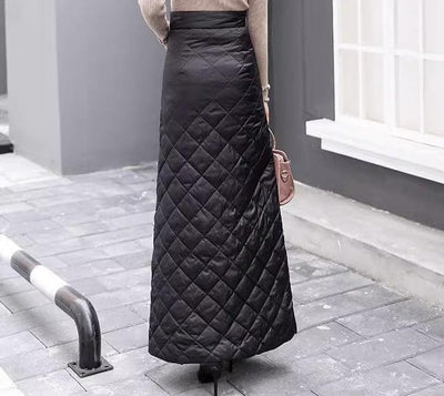 Thickened Warmth Quilted Button Down Pencil Skirts