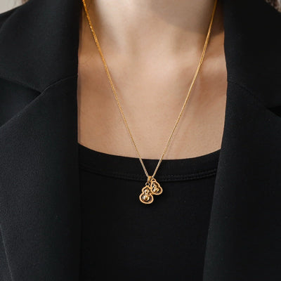 Women Vintage Fashionable Gold Gourd Necklace