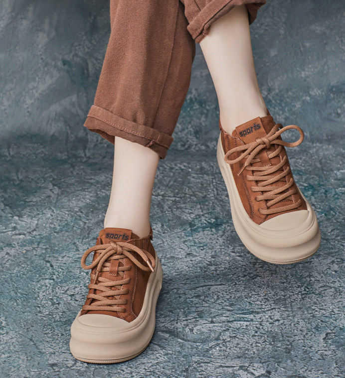 Women Classic Stylish Retro Lace Up Platform Casual Shoes