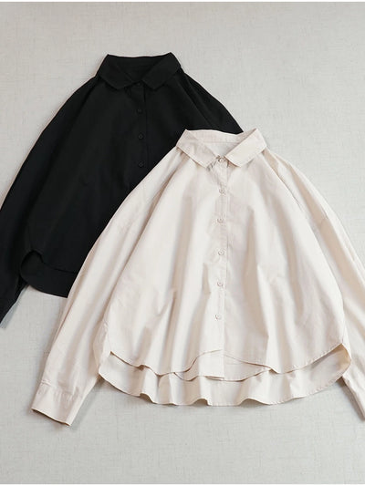 Retro Cotton Casual Solid Color Loose Versatlie Shirt